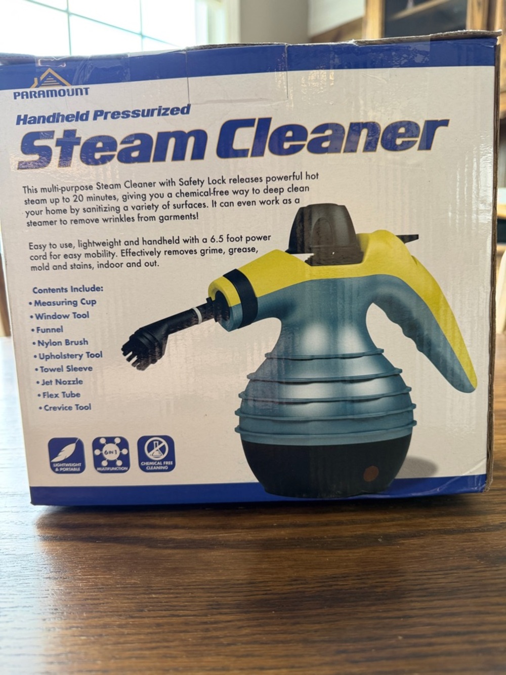 Paramount Handheld Pressurized Steam Cleaner - Blue & Yellow